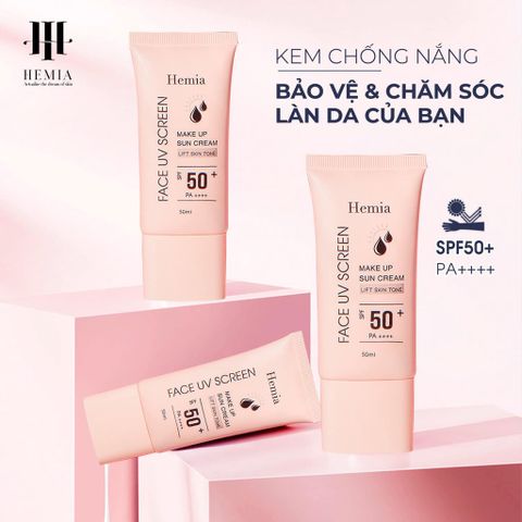 Kem Chống Nắng Hemia SPF50/PA++++ - Dưỡng Da Nâng Tone, Kiềm Dầu, Thấm Nhanh, Ngăn Ngừa Lão Hóa Cho Tất Cả Loại Da