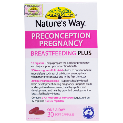 Nature's Way PreConception Pregnancy Breastfeeding Plus - Bổ sung DHA, EPA, vitamin và khoáng chất trước trong và sau thai kỳ
