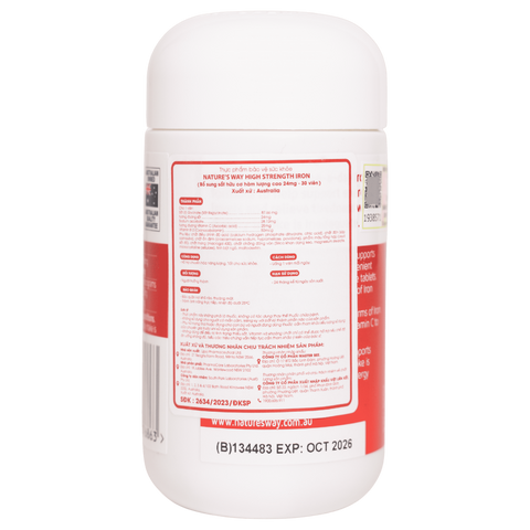 Nature’s Way High Strength Iron + Vitamin C&B12 – Hỗ trợ bổ sung Sắt, Vitamin C & B12 cho cơ thể (30v)
