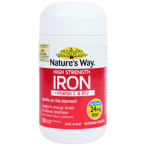 Nature’s Way High Strength Iron + Vitamin C&B12 – Hỗ trợ bổ sung Sắt, Vitamin C & B12 cho cơ thể (30v)