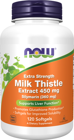 Viên Uống NOW FOODS Extra Strength Milk Thistle Extract 450mg Silymarin (360mg) - Hỗ Trợ Giải Độc Gan, Tăng Cường Chức Năng Gan, 120 Viên