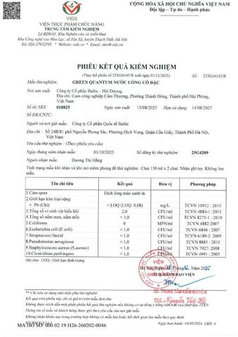 Nước Uống Cô Đặc Green Quantum Tảo Nannochloropsis & Diệp Lục  - Thanh Lọc Cơ Thể, Tăng Cường Miễn (Chai 150ml)