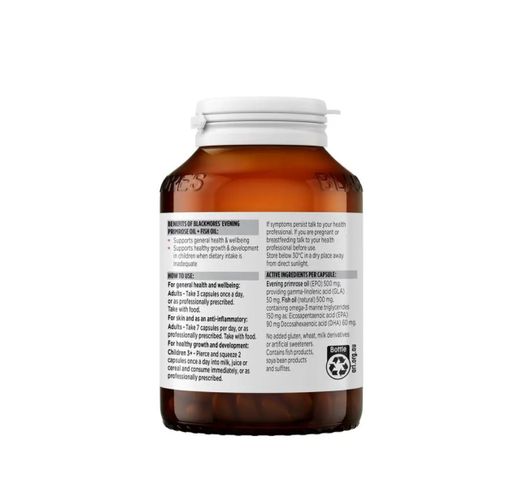 [modoria.] Tinh dầu hoa anh thảo kết hợp với dầu cá Blackmores Evening Primrose oil + Fish oil 100 viên Úc