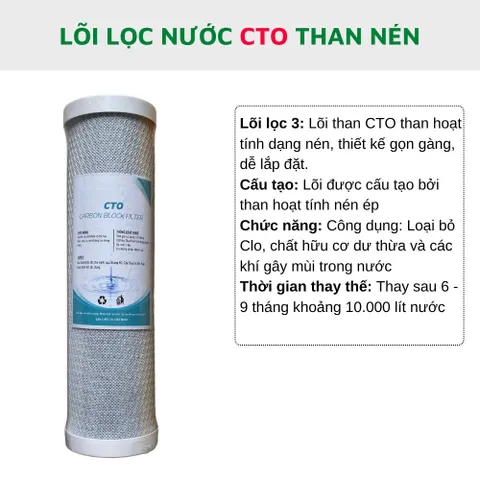 Combo 5 lõi than nén 10 inch Maxtech CTO hấp thụ mùi clo loại bỏ sắt