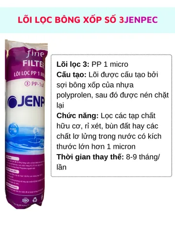 Lõi lọc nước 1234 Jenpec màng Ro Dow lắp cho máy lọc nước Jenpec cam kết hàng chính hãng sản phẩm giống hình