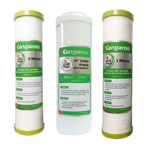 Bộ 03 lõi lọc nước 123 Kangaroo dùng cho mọi máy lọc nước RO - Cam kết lõi lọc Kangaroo chính hãng