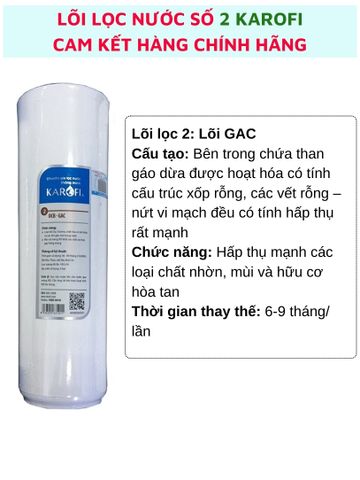Lõi lọc nước số 12345 Karofi hàng chính hãng lắp cho máy lọc nước Karofi 5 cấp lọc và máy lọc nước