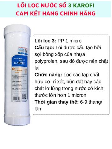 Lõi lọc nước số 12345 Karofi hàng chính hãng lắp cho máy lọc nước Karofi 5 cấp lọc và máy lọc nước