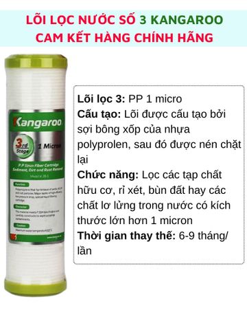 Bộ lõi lọc nước 111234 Kangaroo chính hãng lắp cho máy lọc nước Kangaroo, Karofi, Sunhouse, Tân Á, Aqua