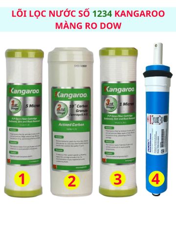 Bộ Lõi lọc nước Kangaroo 1234 lắp cho các máy lọc nước Kangaroo lọc sạch mọi nguồn nước CAM KẾT SẢN PHẨM NHƯ HÌNH