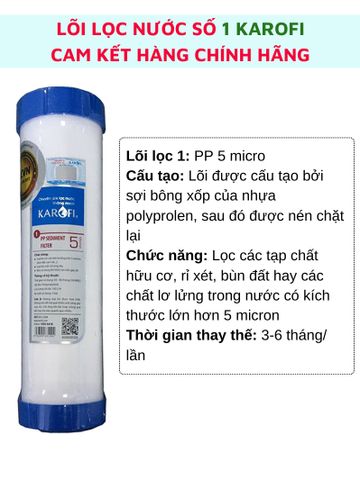 Lõi lọc nước 1234 Karofi chính hãng lắp cho máy lọc nước Karofi cam kết hàng sản phẩm giống với ảnh sai hàng đền 10TR