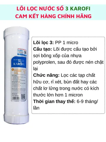 Lõi lọc nước 1234 Karofi chính hãng lắp cho máy lọc nước Karofi cam kết hàng sản phẩm giống với ảnh sai hàng đền 10TR