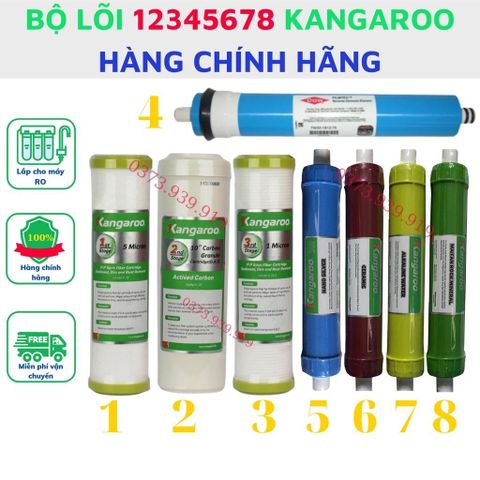 Lõi lọc nước số 12345678 Kangaroo lắp cho máy lọc nước Kangaroo 8 lõi lọc cam kết hàng chính hãng sai hàng đền 10 Tr