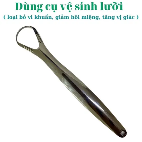 Bộ dụng cụ vệ sinh lưỡi bằng inox 304, làm sạch bề mặt lưỡi giúp hơi thở thơm mát dùng được cho trẻ nhỏ