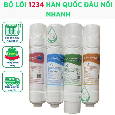 Bộ lõi lọc nước Hàn Quốc số 1234 màng UF cho máy Korihome, Kangaroo KG47, KG48, máy Hàn Quốc