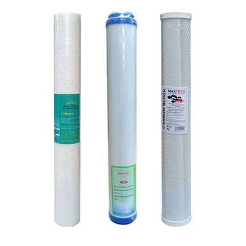 Bộ lõi lọc thô 123 nước đầu nguồn 20 inch gầy -  lõi lọc PP, lõi lọc OCB, lõi lọc CTO