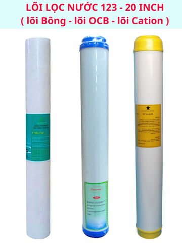 Bộ lõi lọc thô 123 - 20 inch loại bỏ tạp chất mùi màu cặn Canxi, Magie cho nước đầu nguồn