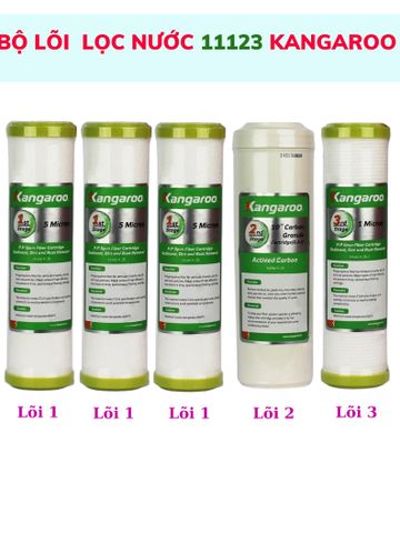 Bộ 5 lõi lọc nước 11123 Kangaroo chính hãng lắp cho máy lọc nước Kangaroo, Karofi, Sunhouse, Tân Á, Aqua