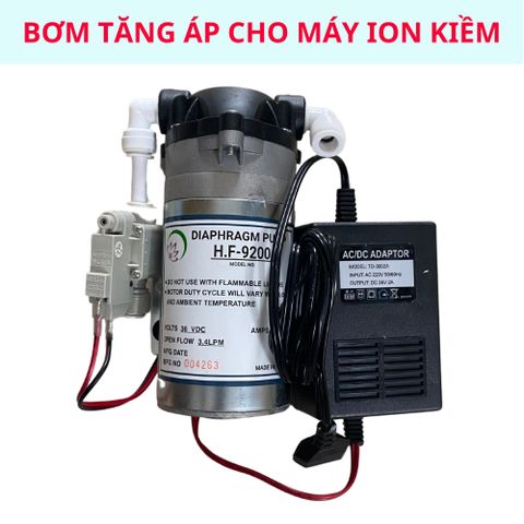 Bộ bơm tăng áp 36V lắp cho máy lọc nước ION Kiềm hỗ trợ tăng áp cho những nguồn nước không đủ áp lực