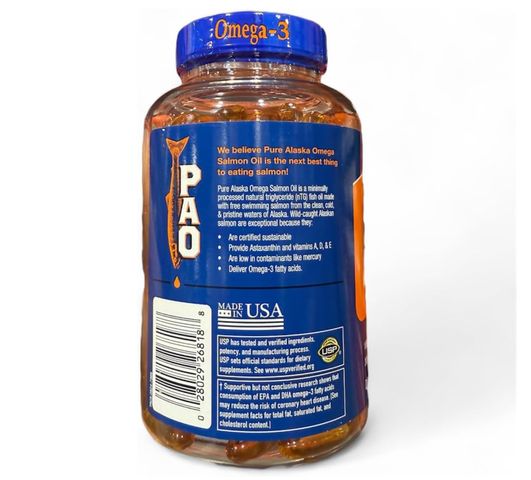 Dầu Cá Hồi Pure Alaska Omega-3 1000mg Mỹ - 210 Viên Hỗ Trợ Tim Mạch, Thị Lực Và Não Bộ Dễ Uống (Mẫu mới) 