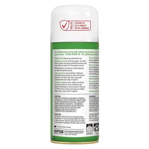 Bosisto's Eucalyptus Spray 200g Xịt Khuynh Diệp Thơm Mát Khử Mùi Phòng Nhà Cửa Phòng Ngủ Xe Hơi