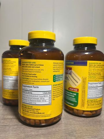 Viên uống bổ sung Nature Made Calcium Magnesium Zinc with Vitamin D3.