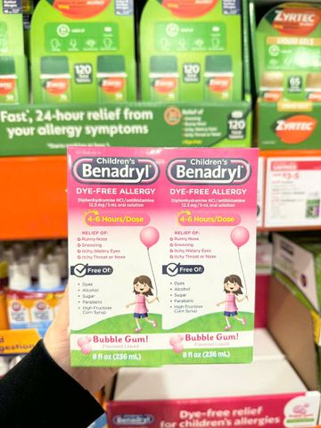 Chai đựng siro cho bé từ 2-12 tuổi Bendaryl của Mỹ( hỗ trợ dị ứng)