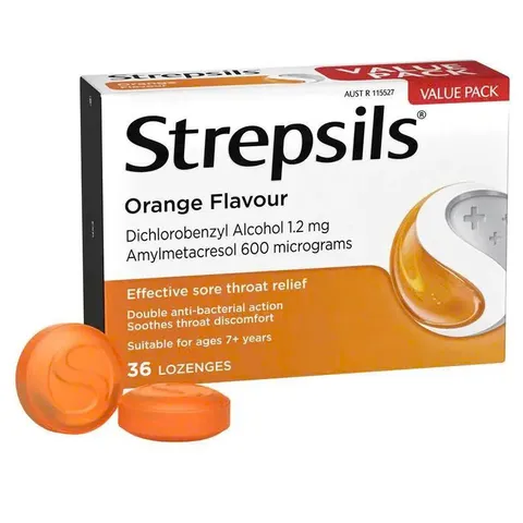 Strepsils Lemon Honey Orange Soothing Throat Lozenges Viên Ngậm Vị Trái Cây Dịu Nhẹ