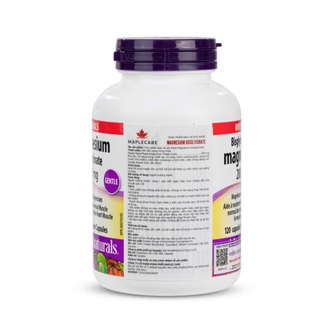 Magnesium 200mg Webber Naturals Canada 60 viên