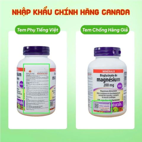 Magnesium 200mg Webber Naturals Canada 60 viên