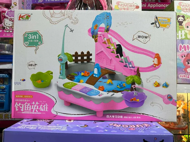 Đồ Chơi Câu Cá 3in1 1567-8 – Bể Câu Cá Có Nhạc Chạy bằng pin sạc + Cầu Trượt + Câu Cá Nam Châm