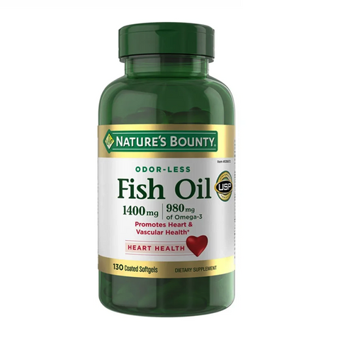 Dầu Cá Nature’s Bounty Fish Oil 1400MG - Hỗ Trợ Tim Mạch, Tăng Cường Trí Não và Thị Giác - 130 Viên Không Mùi Dễ Uống 643034