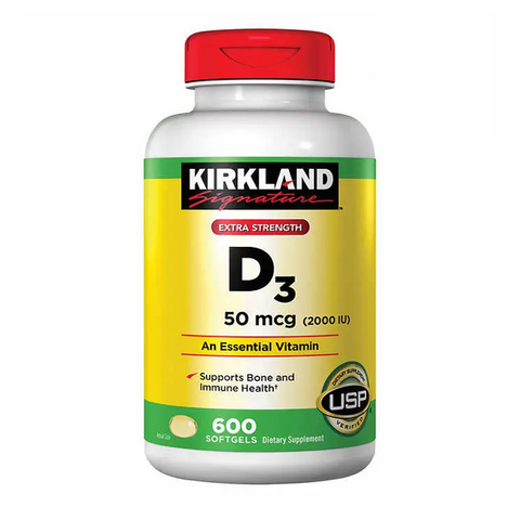 Viên uống bổ sung Vitamin D3 Kirkland 50mcg - 600 viên hỗ trợ xương chắc khỏe, tăng cường miễn dịch