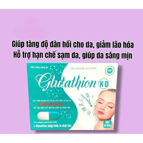 Viên uống Glutathion KD hỗ trợ trắng da,giảm nám,đồi mồi cho da (Hộp 30 viên)