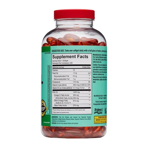 Dầu Cá Alaska Kirkland Signature Wild Alaskan Fish Oil 1400mg 230 Viên - Hỗ Trợ Tim Mạch, Omega-3, Vitamin A và D 643038