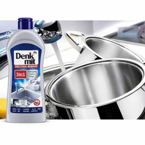 Dung Dịch Tẩy Rửa Inox Đánh Bóng Denkmit 3in1 300ml - Loại Bỏ Cặn Bẩn và Dầu Mỡ, Bảo Vệ Thiết Bị Kim Loại Chính Hãng Đức