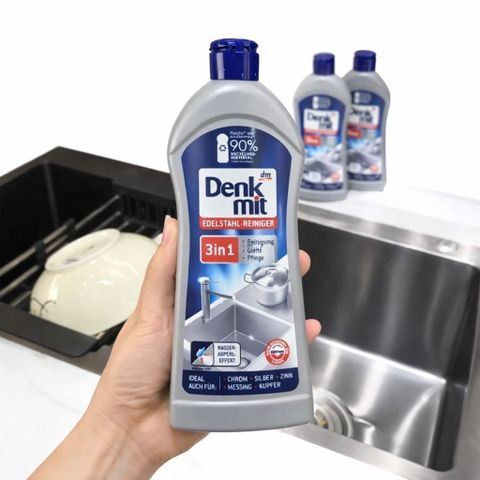 Dung Dịch Tẩy Rửa Inox Đánh Bóng Denkmit 3in1 300ml - Loại Bỏ Cặn Bẩn và Dầu Mỡ, Bảo Vệ Thiết Bị Kim Loại Chính Hãng Đức