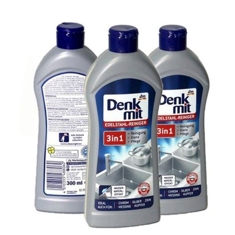 Dung Dịch Tẩy Rửa Inox Đánh Bóng Denkmit 3in1 300ml - Loại Bỏ Cặn Bẩn và Dầu Mỡ, Bảo Vệ Thiết Bị Kim Loại Chính Hãng Đức