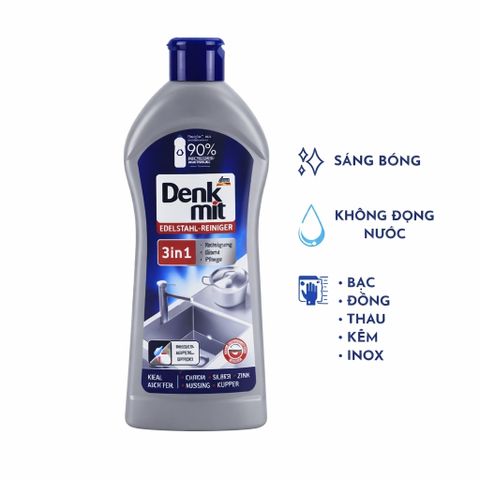 Dung Dịch Tẩy Rửa Inox Đánh Bóng Denkmit 3in1 300ml - Loại Bỏ Cặn Bẩn và Dầu Mỡ, Bảo Vệ Thiết Bị Kim Loại Chính Hãng Đức