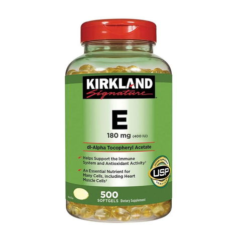 Viên uống Kirkland Vitamin E 400 IU 500 viên - Bổ sung vitamin E Mỹ hỗ trợ sức khỏe da miễn dịch chống oxy hóa