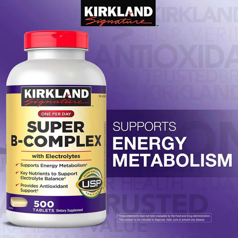 Vitamin B Tổng Hợp Super B-Complex Kirkland 500 Viên - Hỗ Trợ Sức Khỏe Toàn Diện Tăng Cường Miễn Dịch