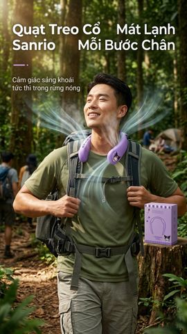 {Order giao 10/4} Quạt Đeo Cổ Di Động (Portable Neck Fan) phiên bản Sanrio (Cinnamoroll và Kuromi).
