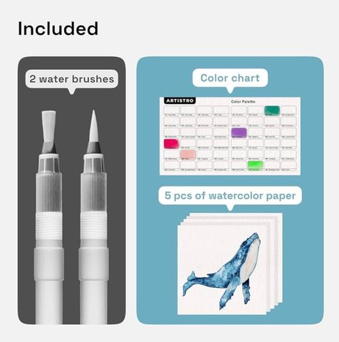 {Order giao 15/4} Bộ 48 bút màu nước ARTISTRO 48 Watercolor Brush Pens ( Mỹ)