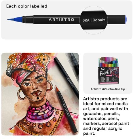 {Order giao 15/4} Bộ 48 bút màu nước ARTISTRO 48 Watercolor Brush Pens ( Mỹ)