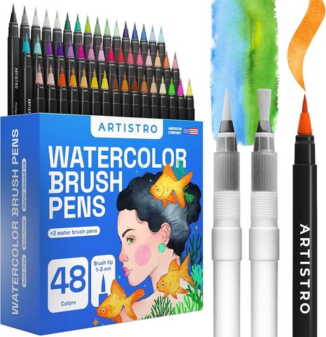{Order giao 15/4} Bộ 48 bút màu nước ARTISTRO 48 Watercolor Brush Pens ( Mỹ)