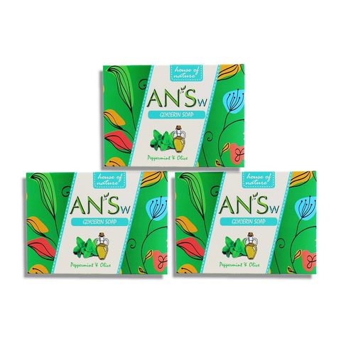 Combo 3 Xà Phòng Thiên Nhiên AN'Sw Tinh Dầu Bạc Hà Trà Xanh 100g
