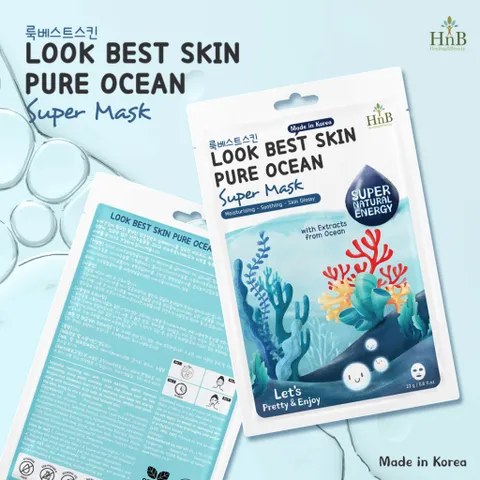 COMBO 3 MIẾNG MẶT NẠ DƯỠNG DA HNB LOOK BEST SKIN PURE OCEAN SUPER MASK