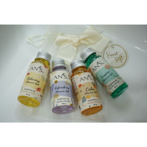 Sữa Tắm Tinh Dầu AN'Sw 30g - Size mini - Dạng gel kèm Túi nơ rút