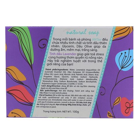 Combo 3 Xà Phòng Thiên Nhiên AN'Sw Tinh Dầu Oải Hương (Lavender) 100g