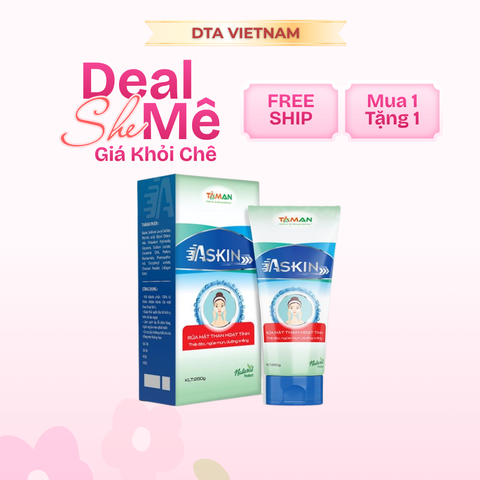 Sữa rửa mặt than hoạt tính Askin Giúp sạch da hạn chế mụn tích tụ trên da lâu ngày Tuýp 50g